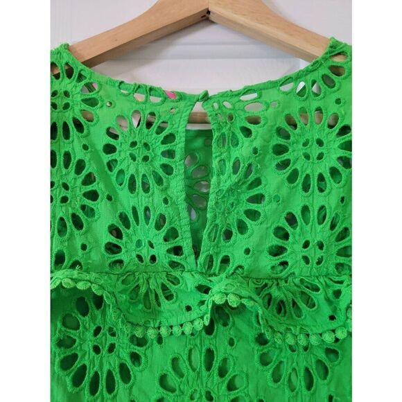 Lilly Pulitzer Caroline Long Sleeve Eyelet Blouse Green M $158 - Picture 6 of 7